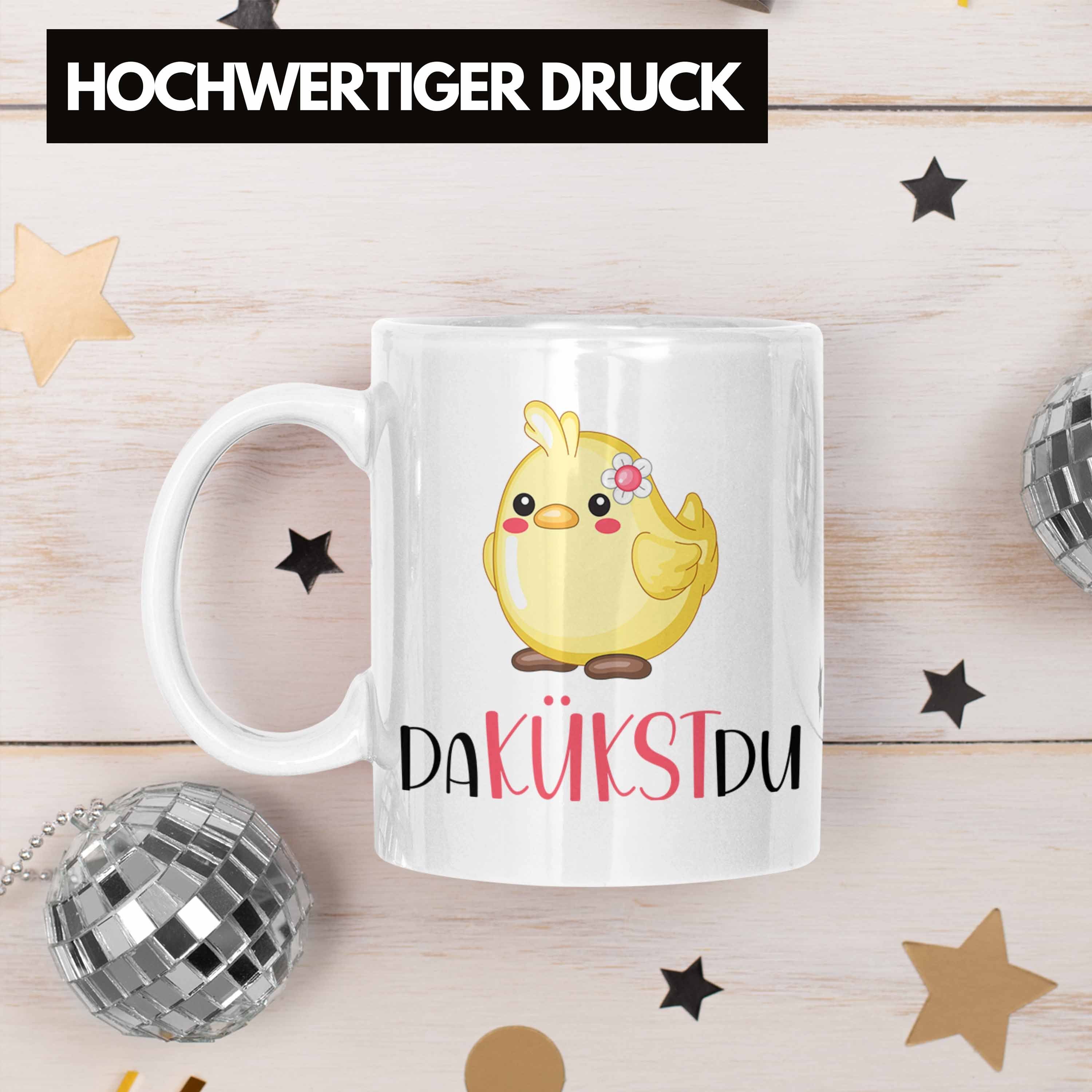 für Kükst Tasse Witziges Du" Geschenk "Da Lustige Trendation Wortwitz-Liebh Weiss Küken-Tasse