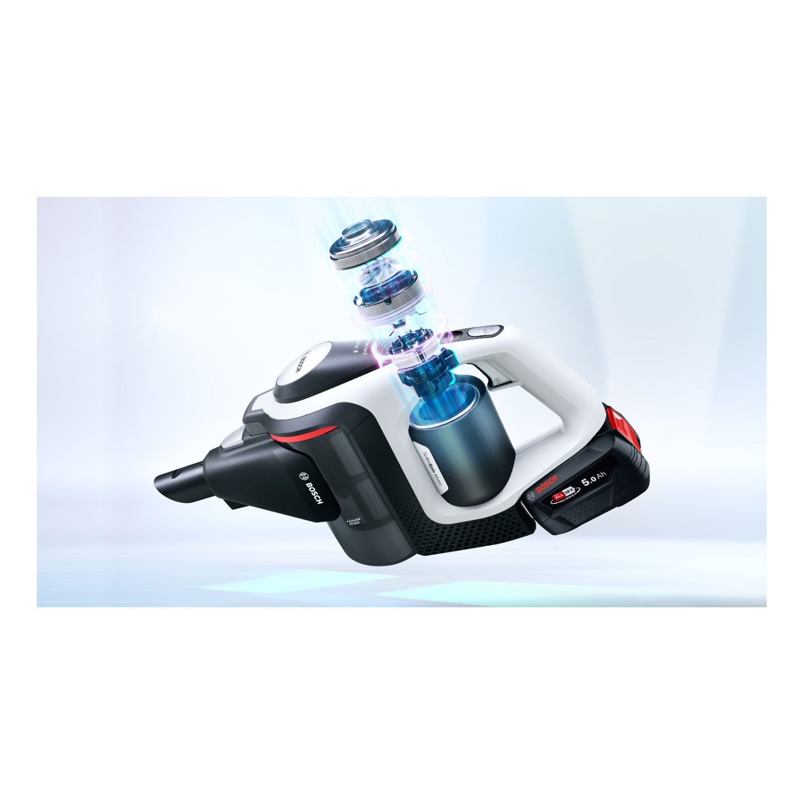 BOSCH Akku-Hand-und Stielstaubsauger BSS825ALL, TurboSpin Motor, 18 V Akku, Auto-Stufe, RotationClean Filterreinigung