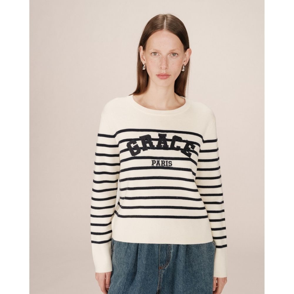 Grace & Mila Strickpullover College sweater SARDAIGNE ? Pullover ? Strickpullover mit Stickerei