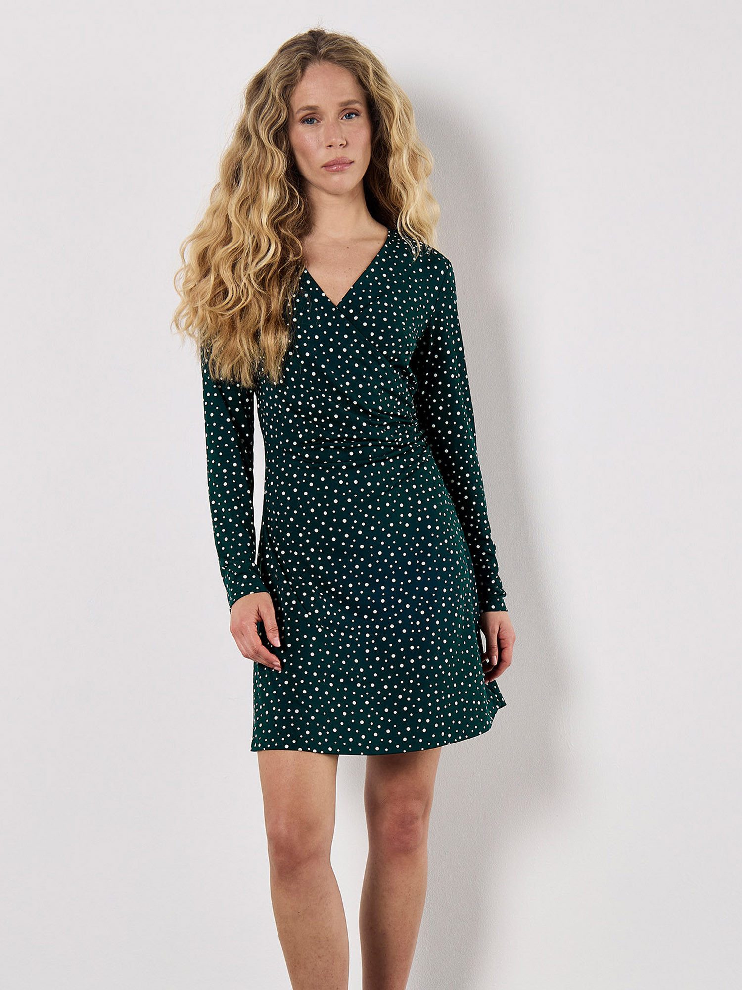 Apricot Druckkleid Wickelkleid mit Punktedruck günstig online kaufen