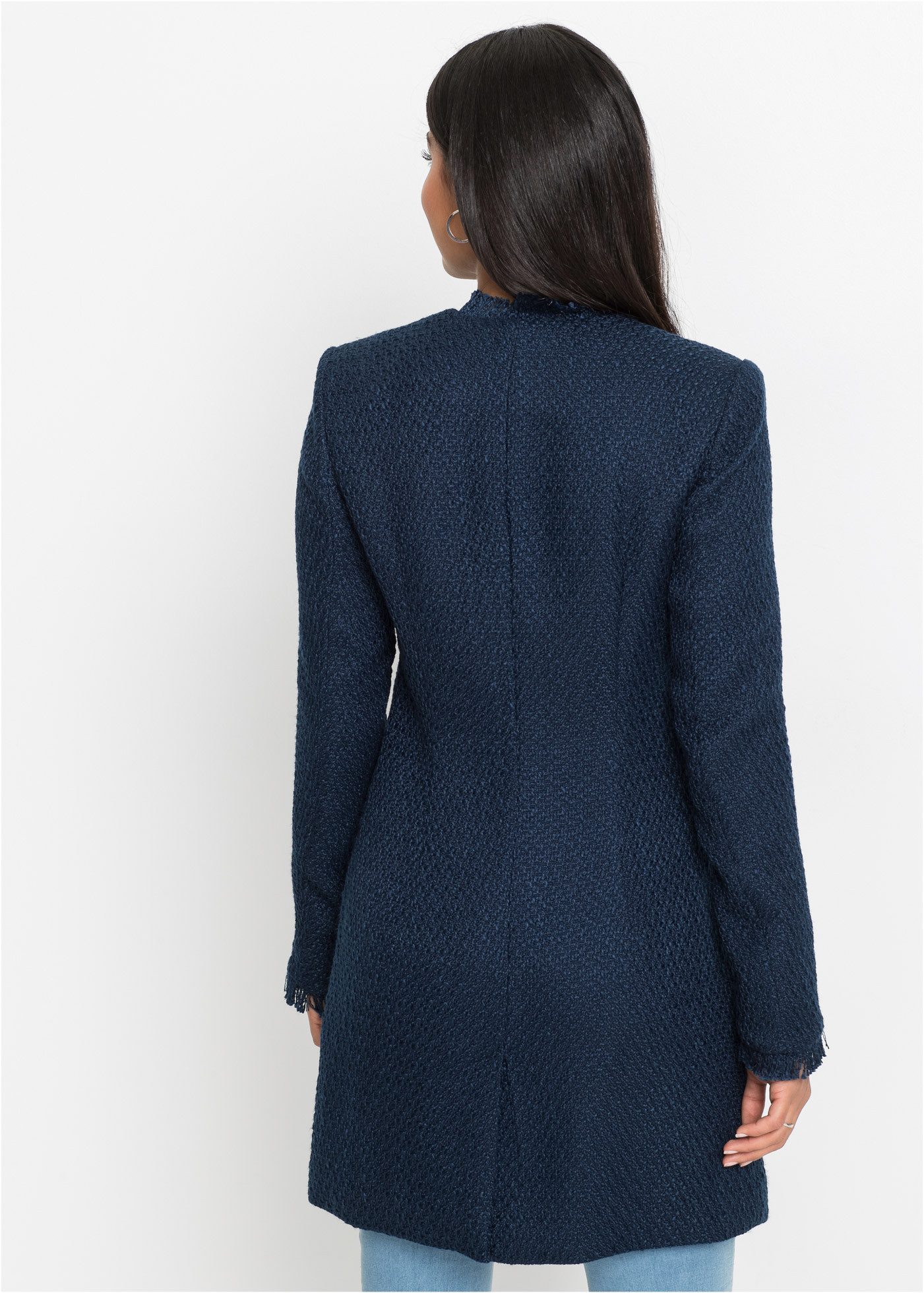 bonprix Longblazer (1-tlg) eleganter Bouclé-Look, Regular Fit, mit langem Arm