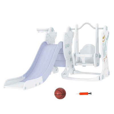 AIYAPLAY Rutsche 3 in 1 Kleinkinderrutsche mit Basketballkorb, Basketball, (Set, 3-tlg., Spielturm für 1.5 bis 4 Jahre Kinder), 150L x 185B x 92H cm