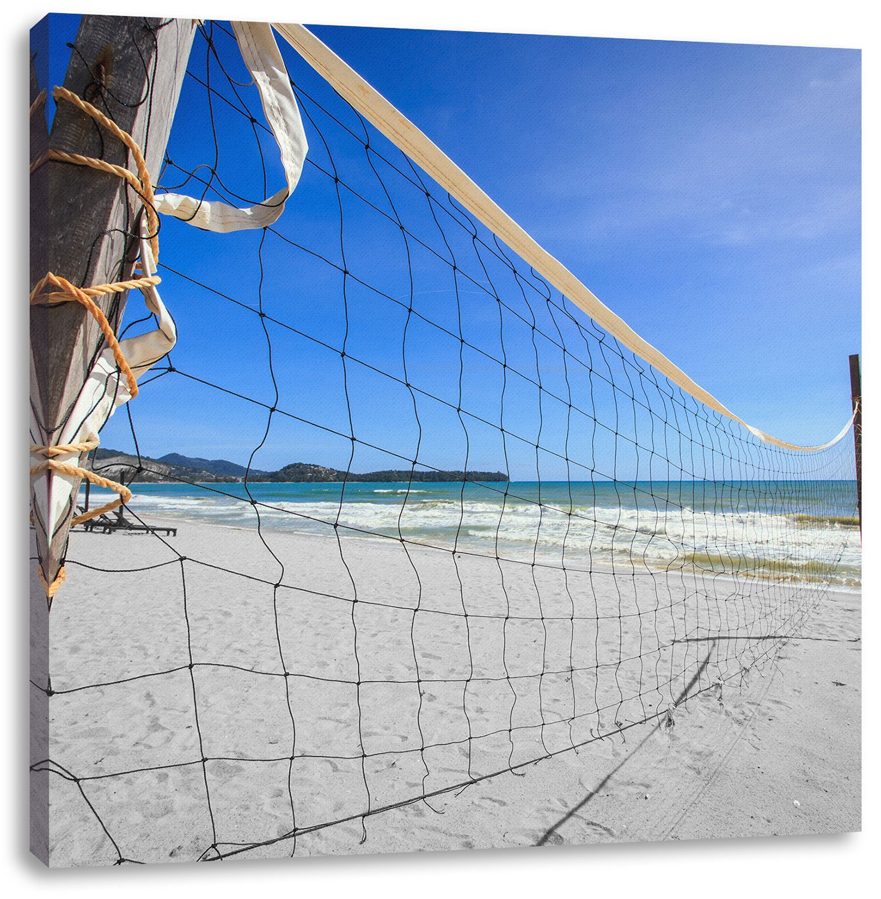 inkl. (1 Leinwandbild Leinwandbild Pixxprint bespannt, St), fertig Großes Volleyballnetz Großes Zackenaufhänger Volleyballnetz,