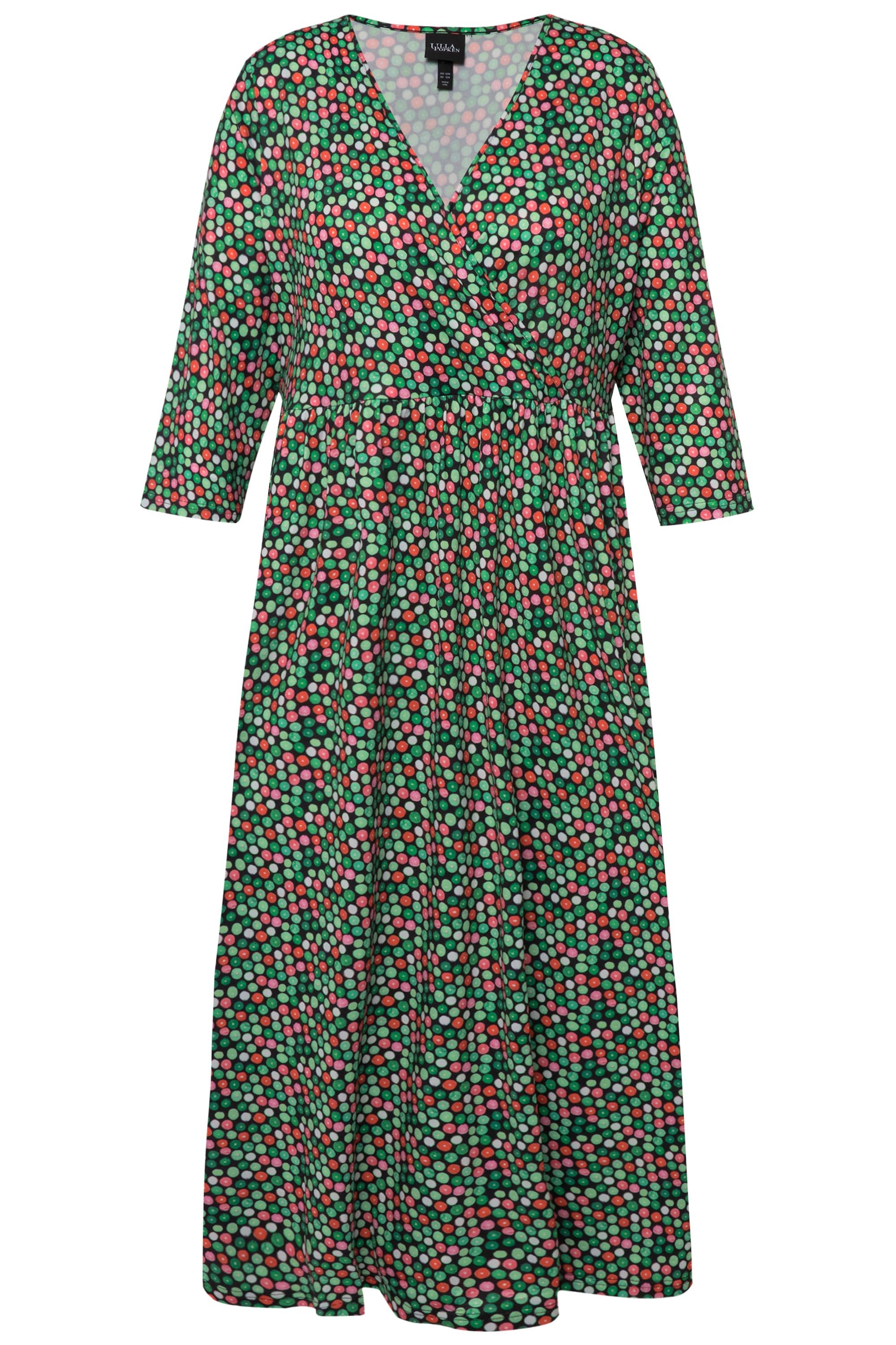 Ulla Popken Maxikleid Jerseykleid Punkte Wickeloptik günstig online kaufen