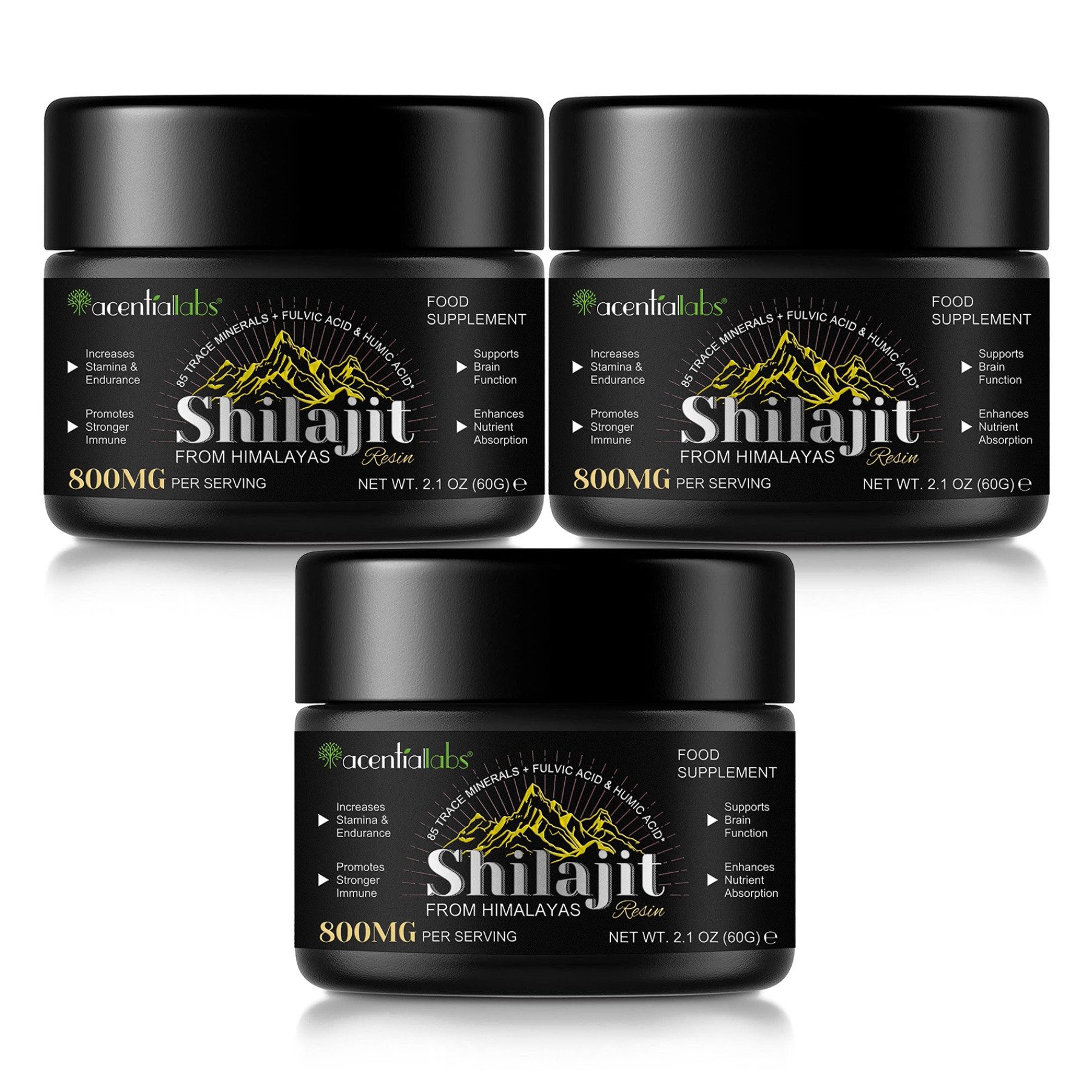 Acentiallabs Shilajit Himalaya Harz 100% Reines Mumijo 85+ Mineralien Laborgeprüft Harz, Nahrungsergänzungsmittel, Shilajit, Vitamine