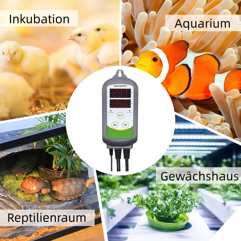 INKBIRD Raumthermostat ITC-308S Digitale Temperaturregler, Abnehmbar Metallsonde CF, max. 240 V AC V, Betriebsart: Heizen / Kühlen, (1-St), Doppeltes Displayfen – Bild 5 von 5