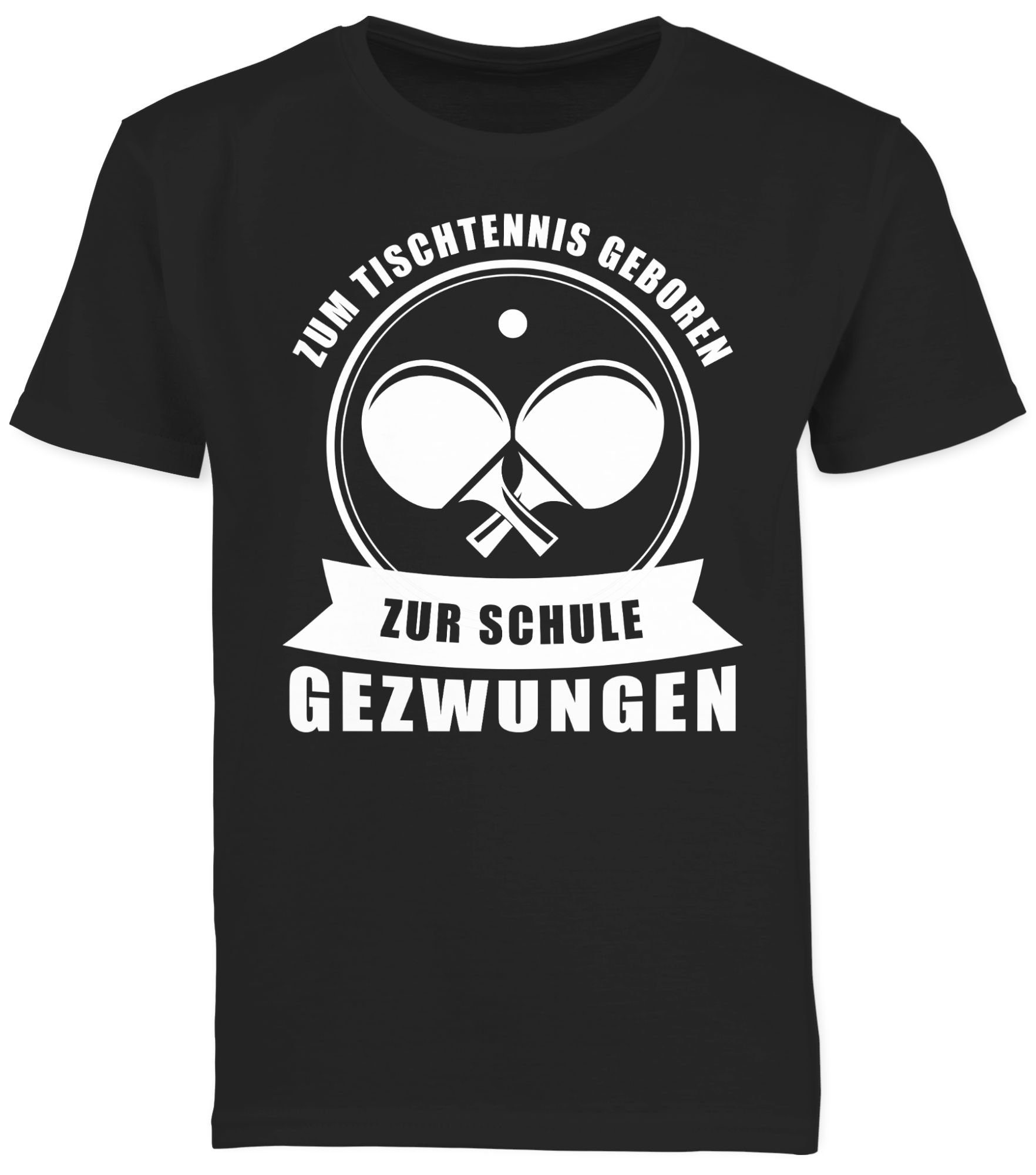 T-Shirt Zur Kinder Schwarz geboren. Tischtennis Zum gezwungen Sport Shirtracer 2 Schule Kleidung