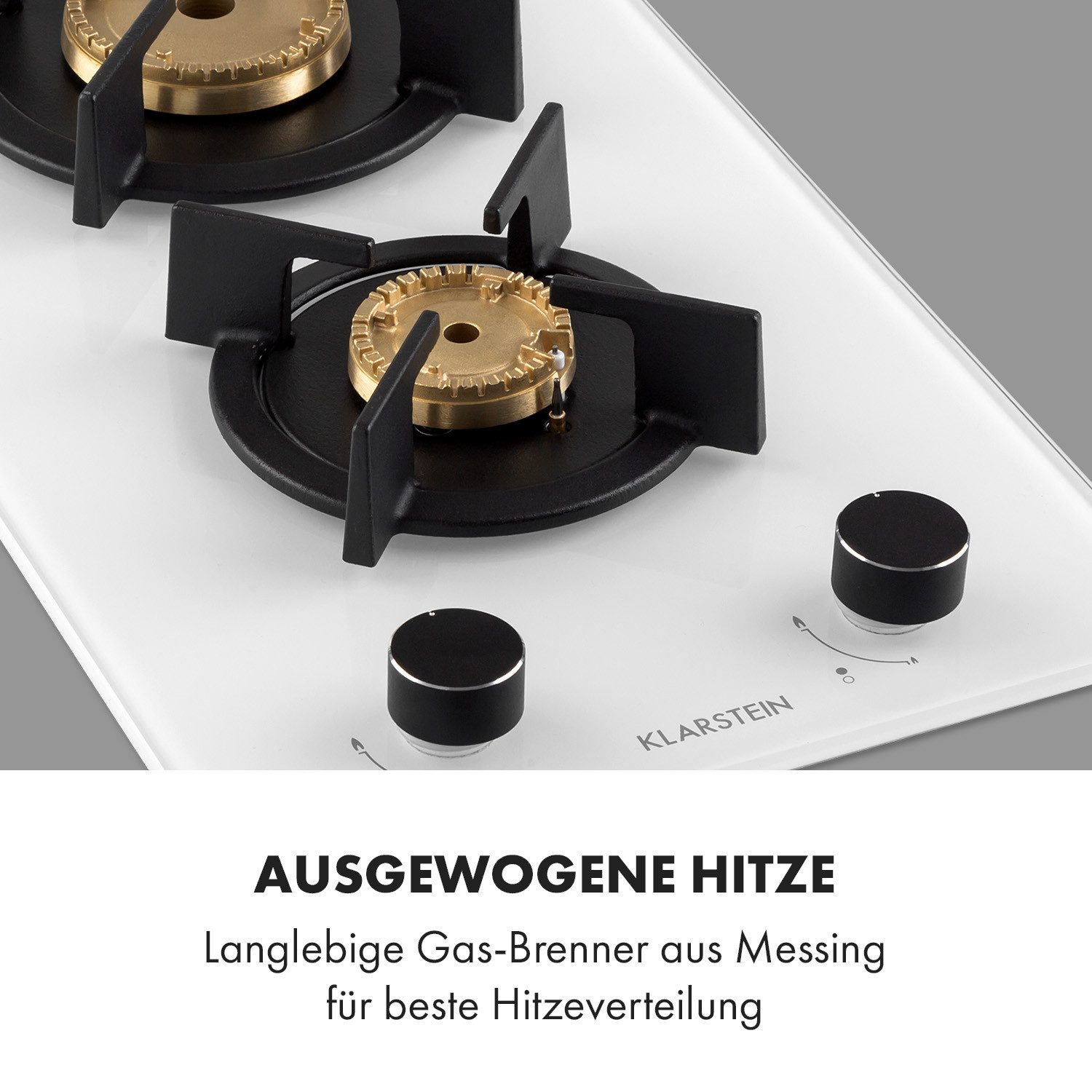 Klarstein Gas-Kochfeld Goldflame Domino, Einbau Gas Kochfeld 2 Platten Herdplatte Kochplatte Einbaukochfeld