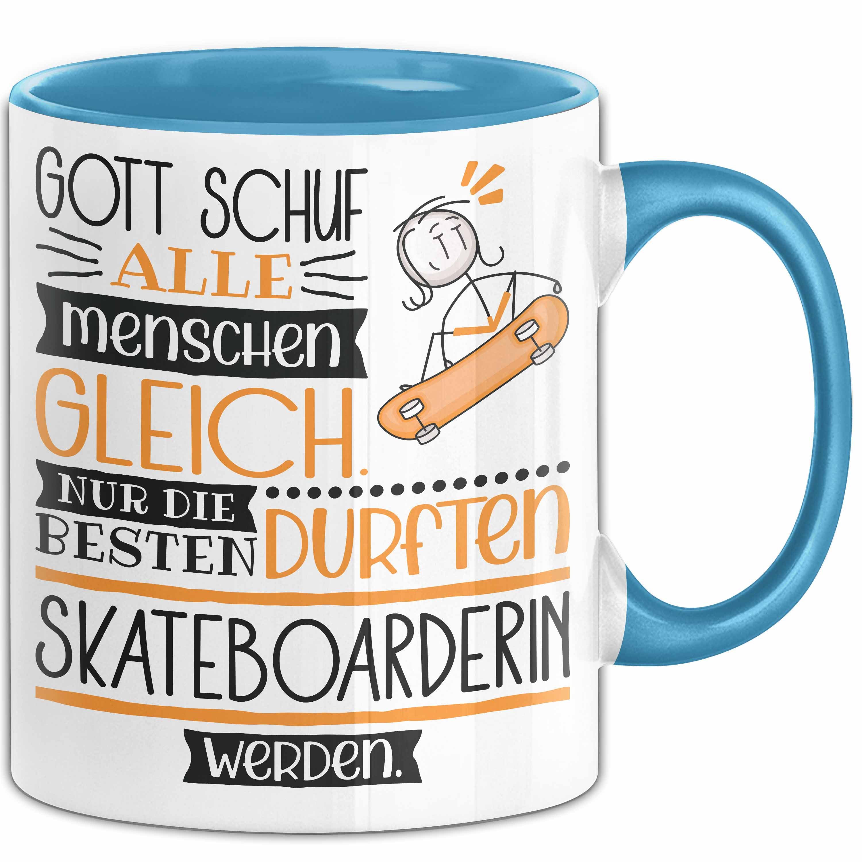 Trendation Tasse Skateboarderin Geschenk Becher Tasse Gott Schuf Alle Menschen Gleich N, Keramik
