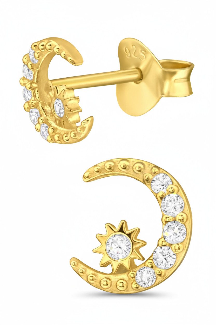 Diademita Fingerring Silberne Mond-Ohrstecker mit Zirkonia (Set) günstig online kaufen