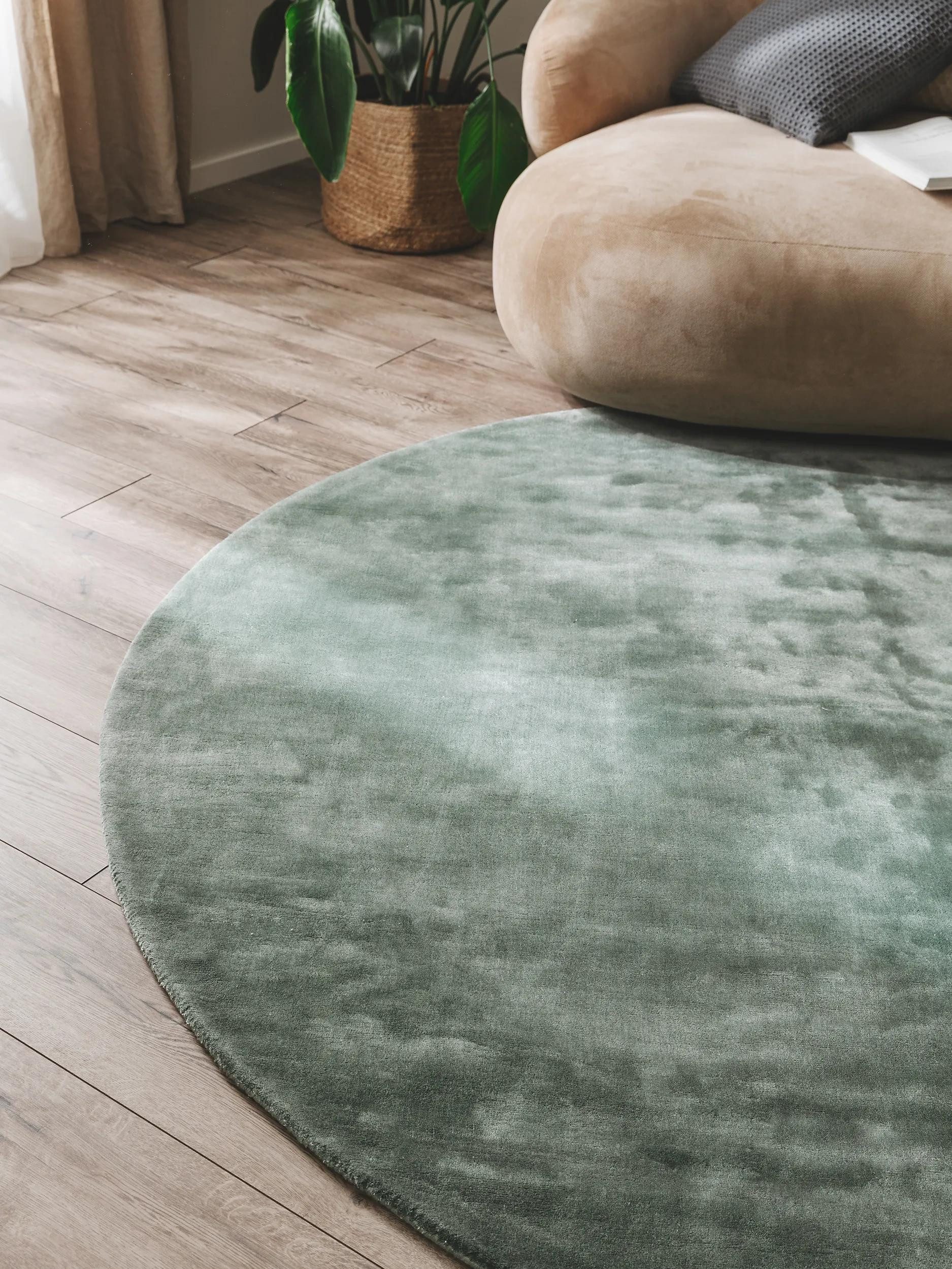 benuta Teppich Nela, rund, Höhe: 6 mm, Viskoseteppich,Teppich Wohnzimmer, Schlafzimmer, Esszimmer, Flur, Cozy