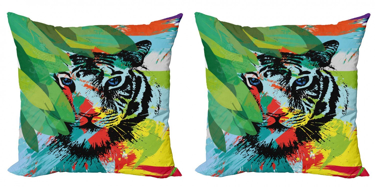 Kissenbezüge Modern Accent Doppelseitiger Digitaldruck, Abakuhaus (2 Stück), Tiger Zusammenfassung Bengal Tiger