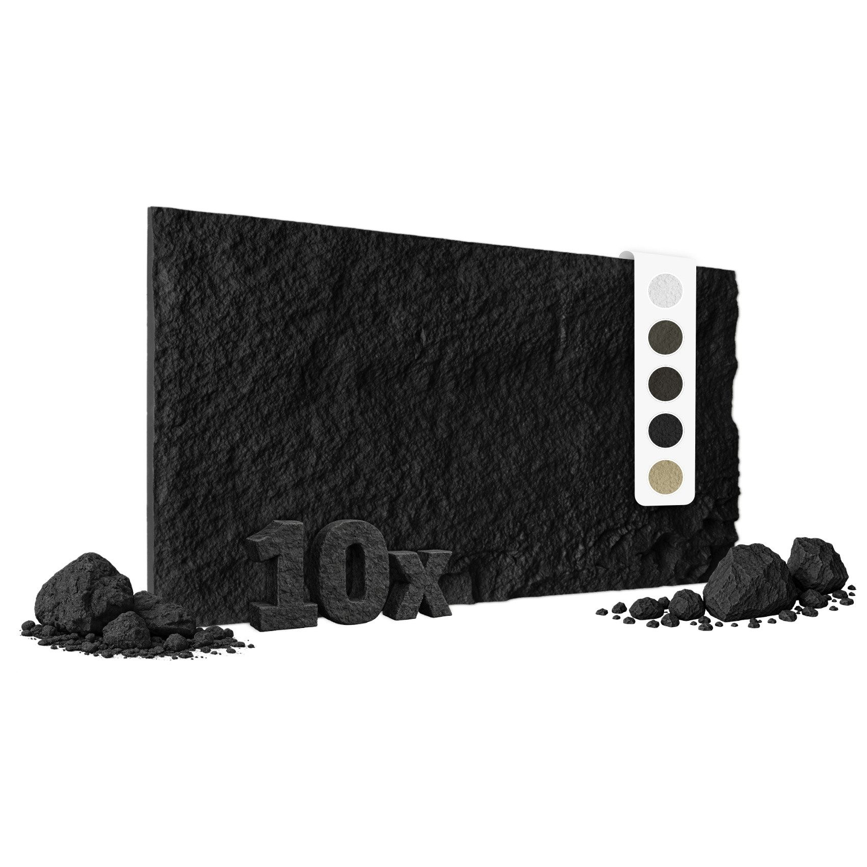 Hexim Wandpaneel, BxL: 60.5x121 cm, (Steinoptik Felsen Platten 10 Stück 120x60cm PU Wandverkleidung 7,3 m² 3D Paneele Bruchstein Stone Dekor Wandpaneele Wanddeko Steinplatte Wohnzimmer Innenwand schwarz (A002-06 Dark Black)