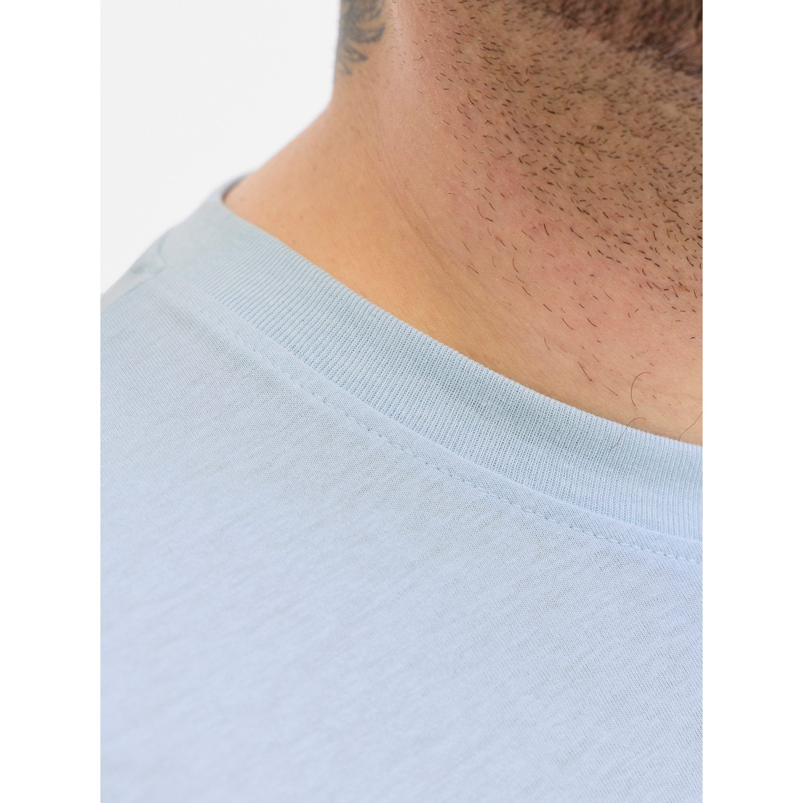 Jack & Jones Rundhalsshirt Jack&Jones Übergrößen T-Shirt hellblau JJCOLE Print