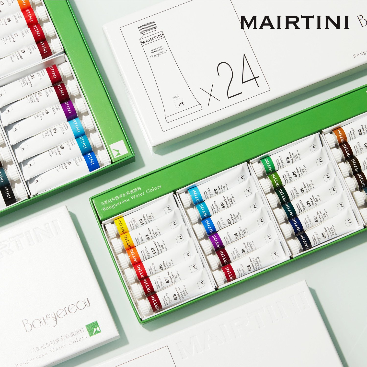 Mairtini Aquarellfarbe Bouguereau Künstler Set 24 Farben x 8 ml oder 15 ml, Intensive, lichtechte Farben für beeindruckende Kunstwerke