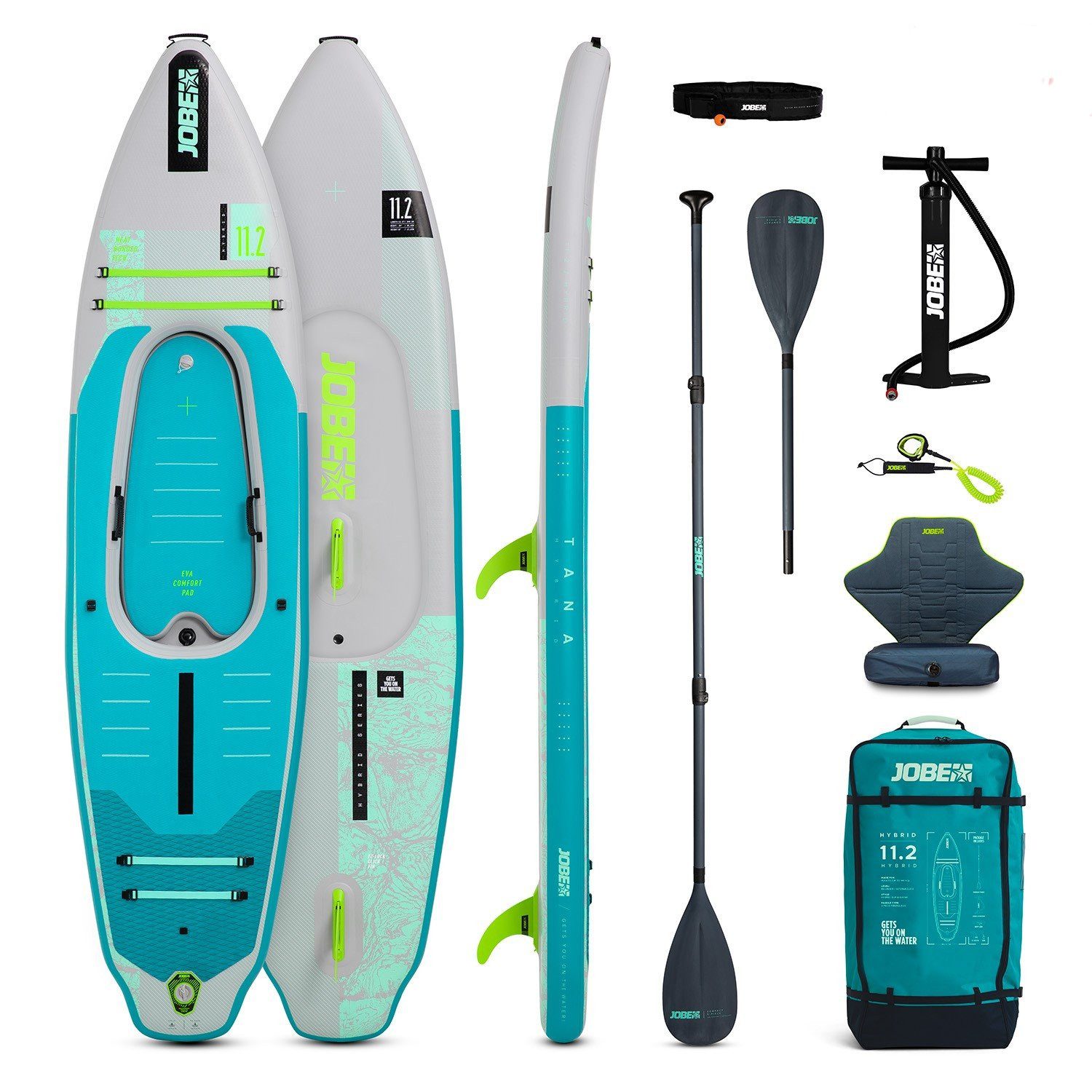Jobe SUP-Board Aero Tana Hybrid SUP 11.2 Premium SUP & Kajak Board Paket 340 x 86cm