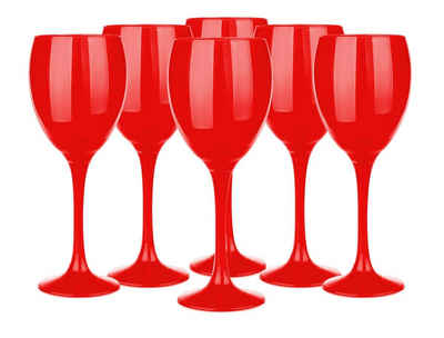 Sendez Weinglas Weingläser Set 300ml im 6er-Pack Rot Rainbow Color Handgemaltes Weinglas, Glas