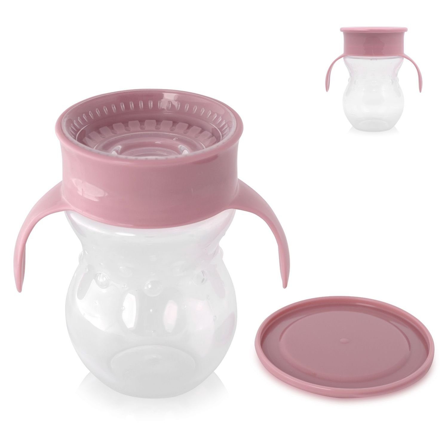 Baby Care Trinkflasche Trinkbecher 360 Grad, auslaufsicher 270ml Trinklernbecher ab 12 Monate rosa
