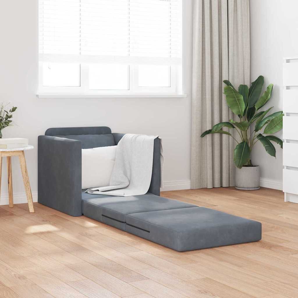 vidaXL Sofa Schlafsofa 60cm Dunkelgrau Samt, 1 Teile günstig online kaufen