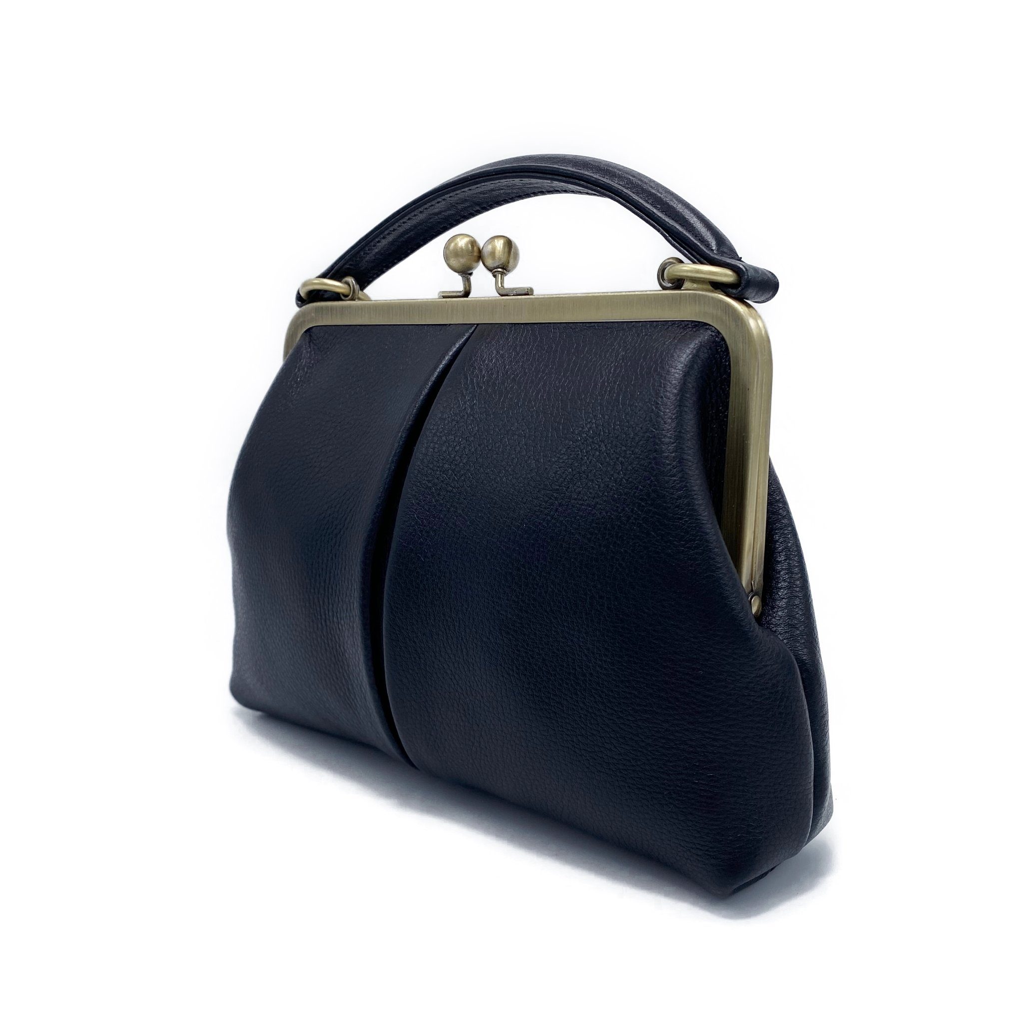 Taschenkinder Handtasche Damen Handtasche Leder "Kleine Olive", Umhängetasche, Vintage Stil., Echtleder Tasche mit Bügelverschluss