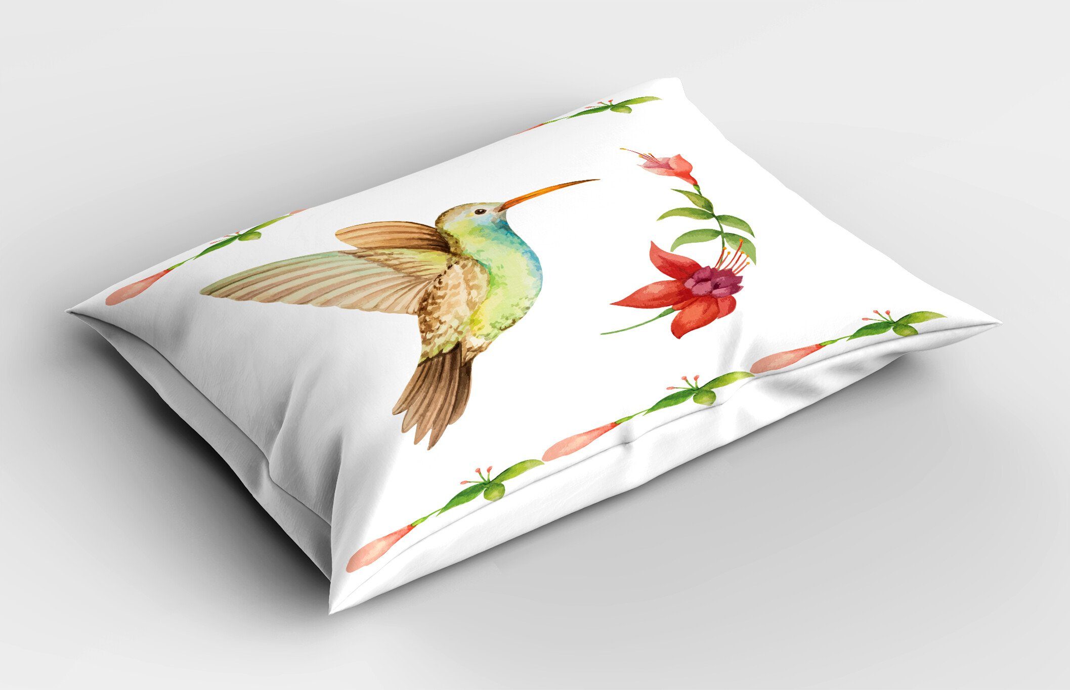 Kissenbezüge Dekorativer Queen Size Gedruckter Kopfkissenbezug, Abakuhaus (1 Stück), Natur Hummingbird Artwork