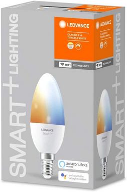 Ledvance SMARTEplus LED Lampe E14 Glühlampe kerzenform Smarte Lampe, Lichtfarbe änderbar, Dimmbar, Energiesparend