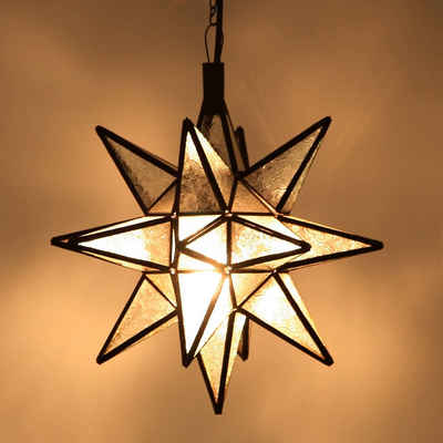 Casa Moro Hängeleuchte Orientalische Lampe marokkanische Hängelampe Nasima Weiss H38, ohne Leuchtmittel, Weihnachtsstern, L1807