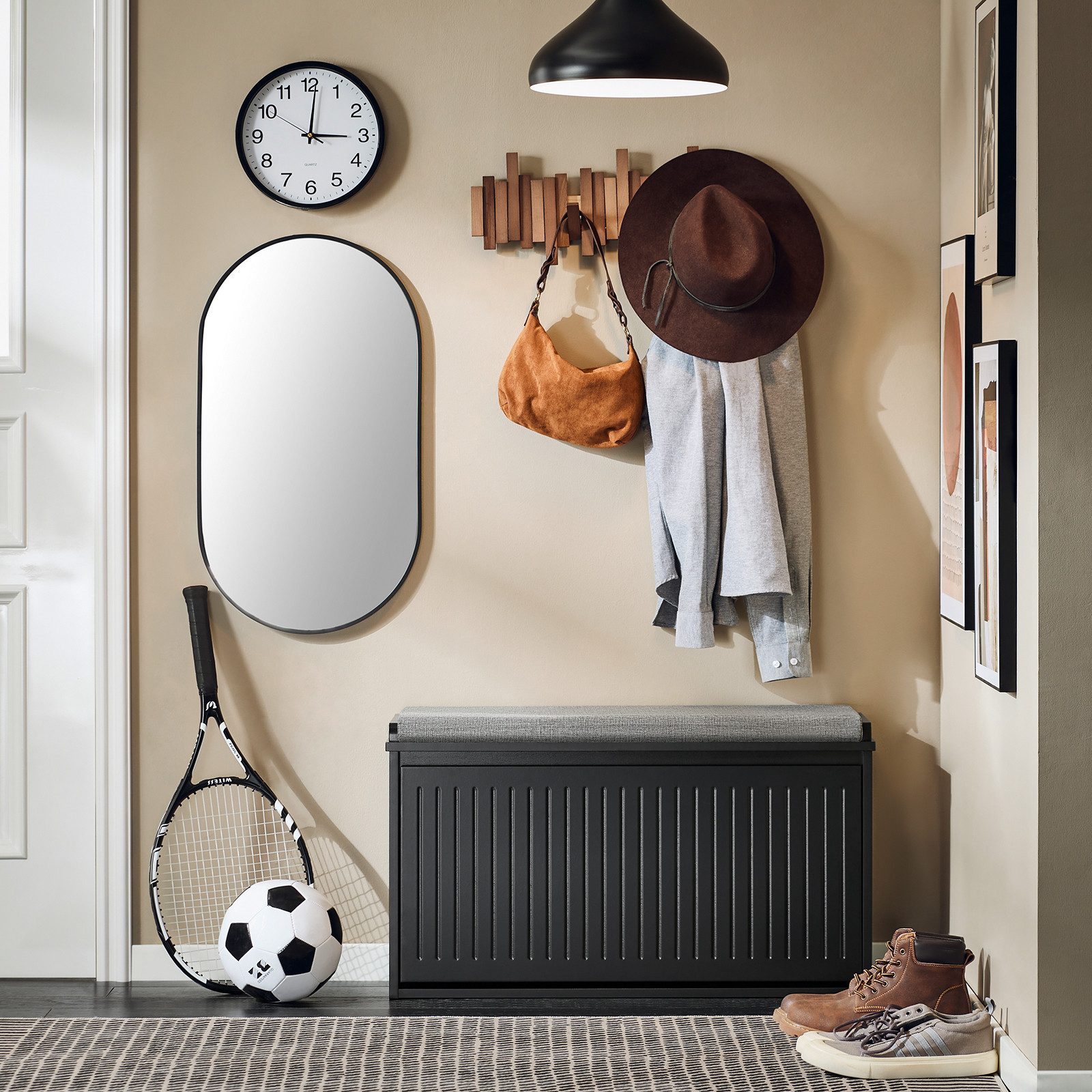 SoBuy Schuhkipper FSR98, Schuhregal Garderobenbank für Flur, Wohnzimmer, Schuhschrank mit Klappe Schuhbank mit Sitzkissen Schuhkommode