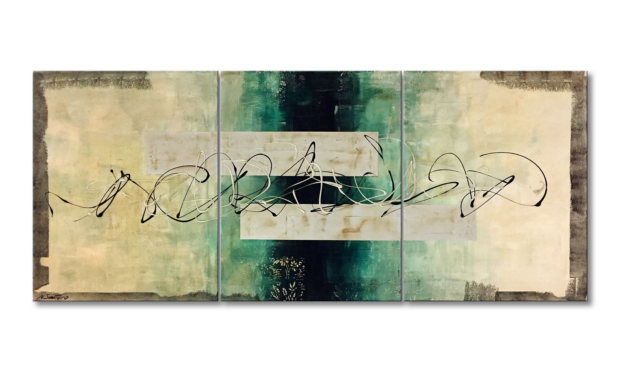 WandbilderXXL XXL-Wandbild Milestone 210 x 80 cm, Abstraktes Gemälde, handgemaltes Unikat