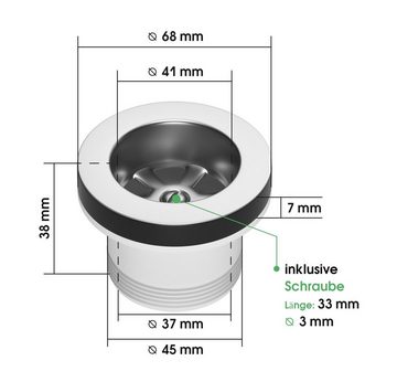 AQUADE Ablaufgarnitur 1 1/2" x 40 mm mit Standrohr verchromt für Spülbecken Spülwanne