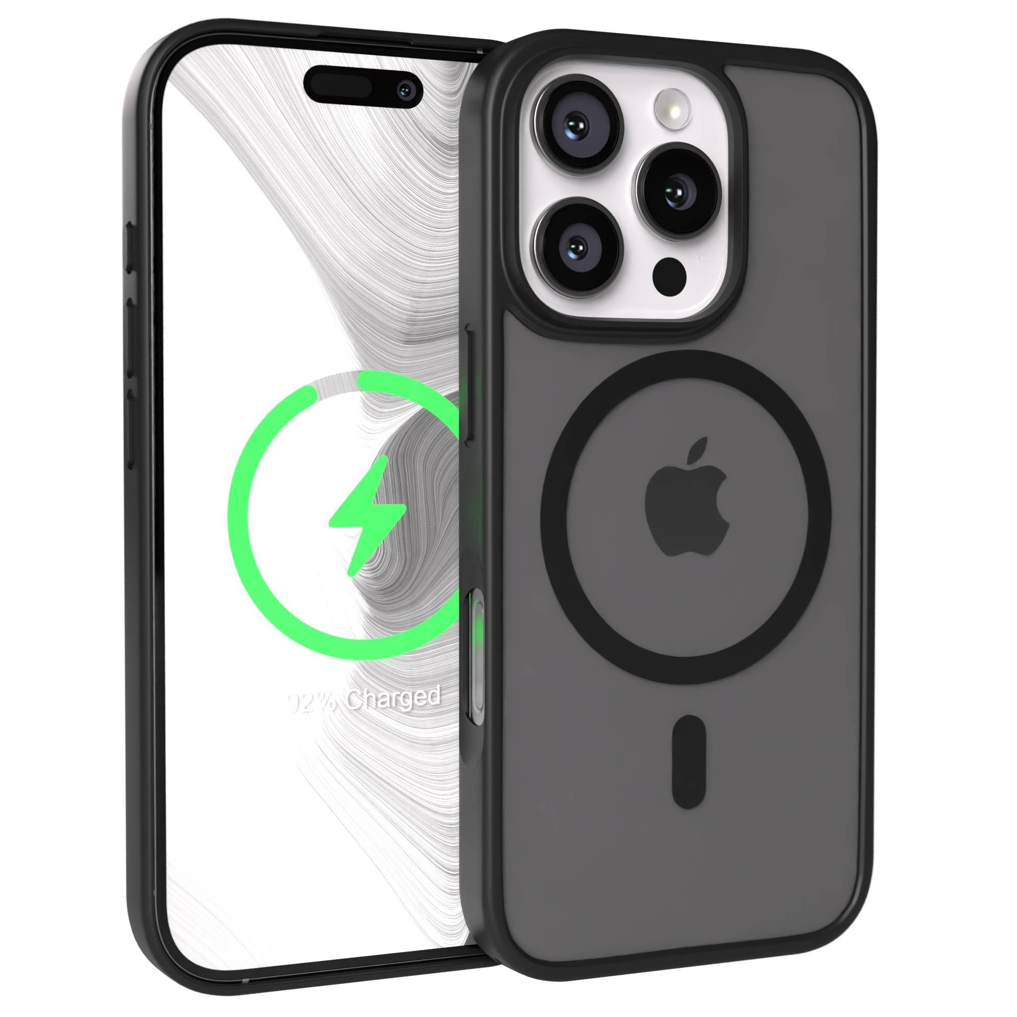 EAZY CASE Handyhülle Outdoor Case MagSafe für Apple iPhone 16 Pro 6,3 Zoll, Outdoor Handy Hülle Slim Cover Silicon Case Bumper Outdoorcase Schwarz