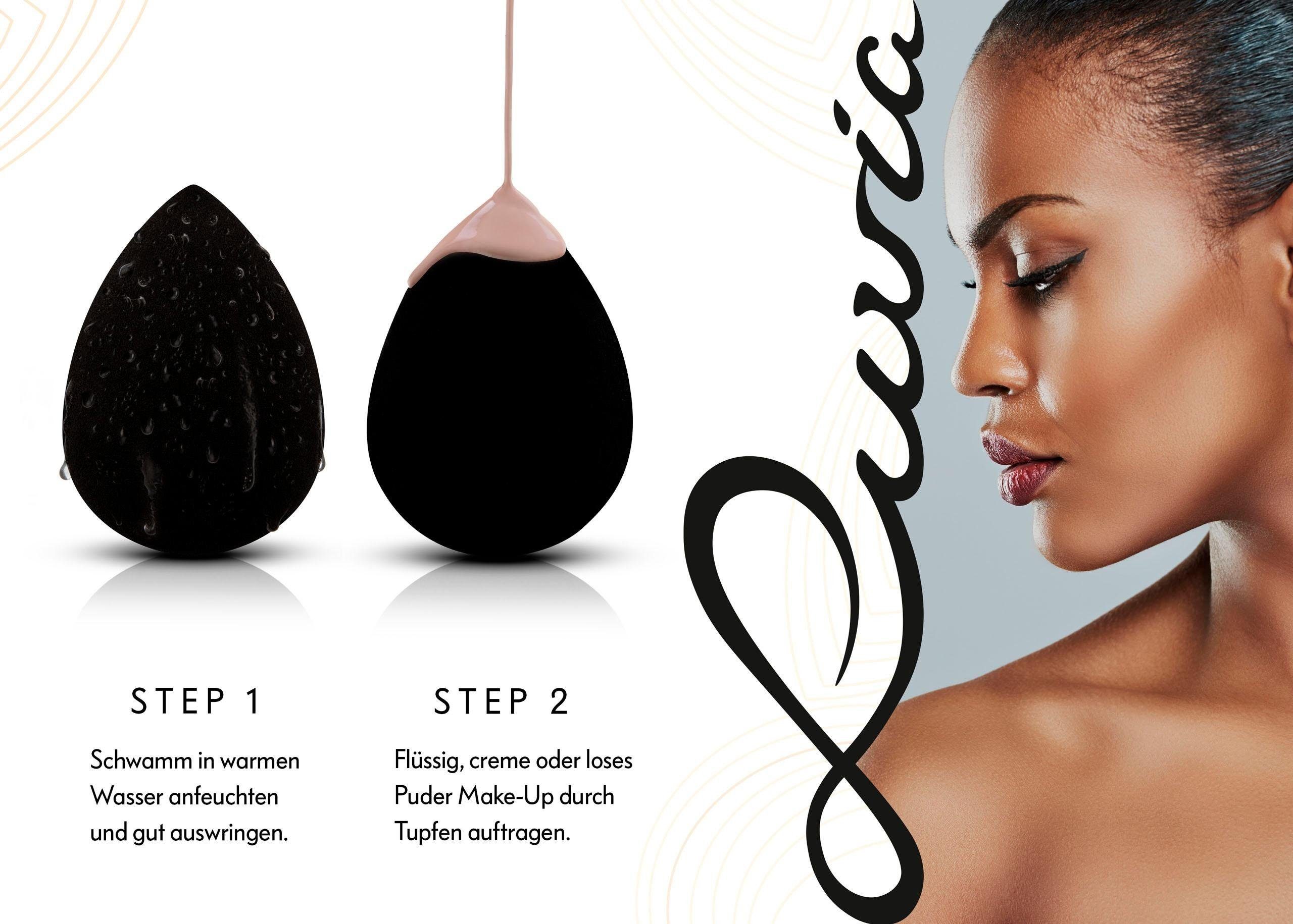 Luvia Cosmetics Make-up Schwamm CLASSIC MAKE-UP SPONGE + 2 MINI, Set, 3 tlg., Fleckenloses Auftragen, für flüssige und pudrige Produkte, kein Latex.