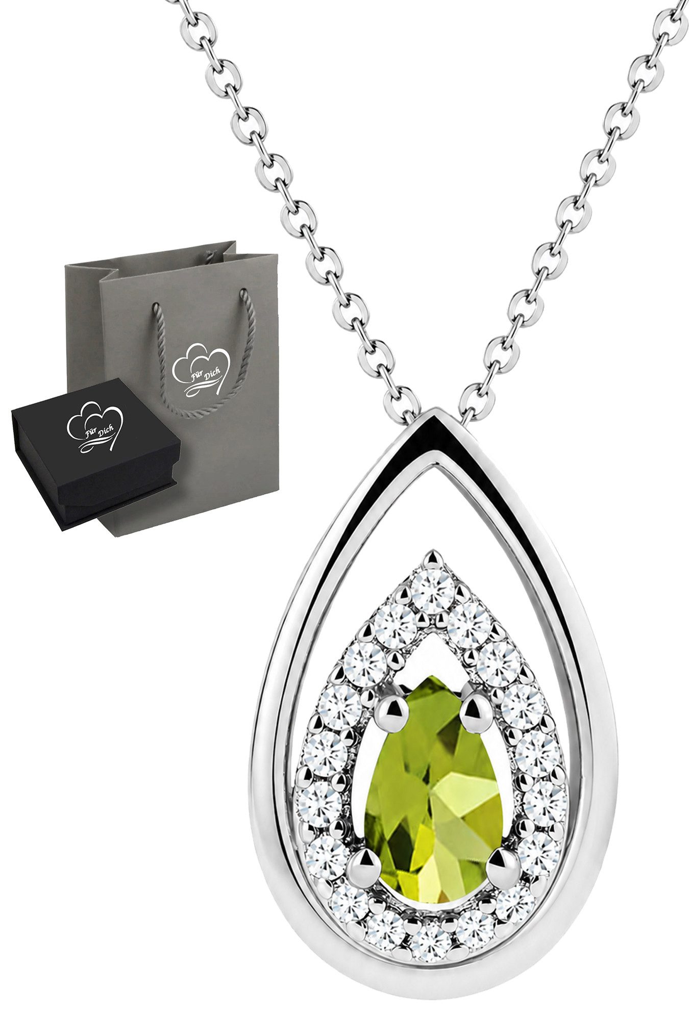 Kette mit Anhänger dezenter Edelstein Schmuck Damen 925 Silber Halskette Geschenk