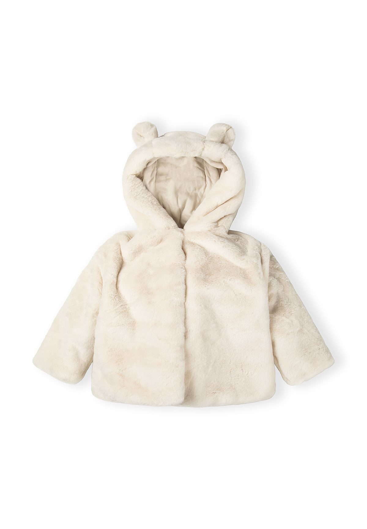 Fellimitatjacke Teddy-Babyjacke mit Druckknöpfen und 3D-Ohren (0-24m)
