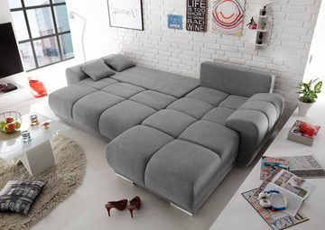 ED EXCITING DESIGN Ecksofa Anton L-Form, mit Bettfunktion, Bettkasten, Rücken- und Zierkissen, universell