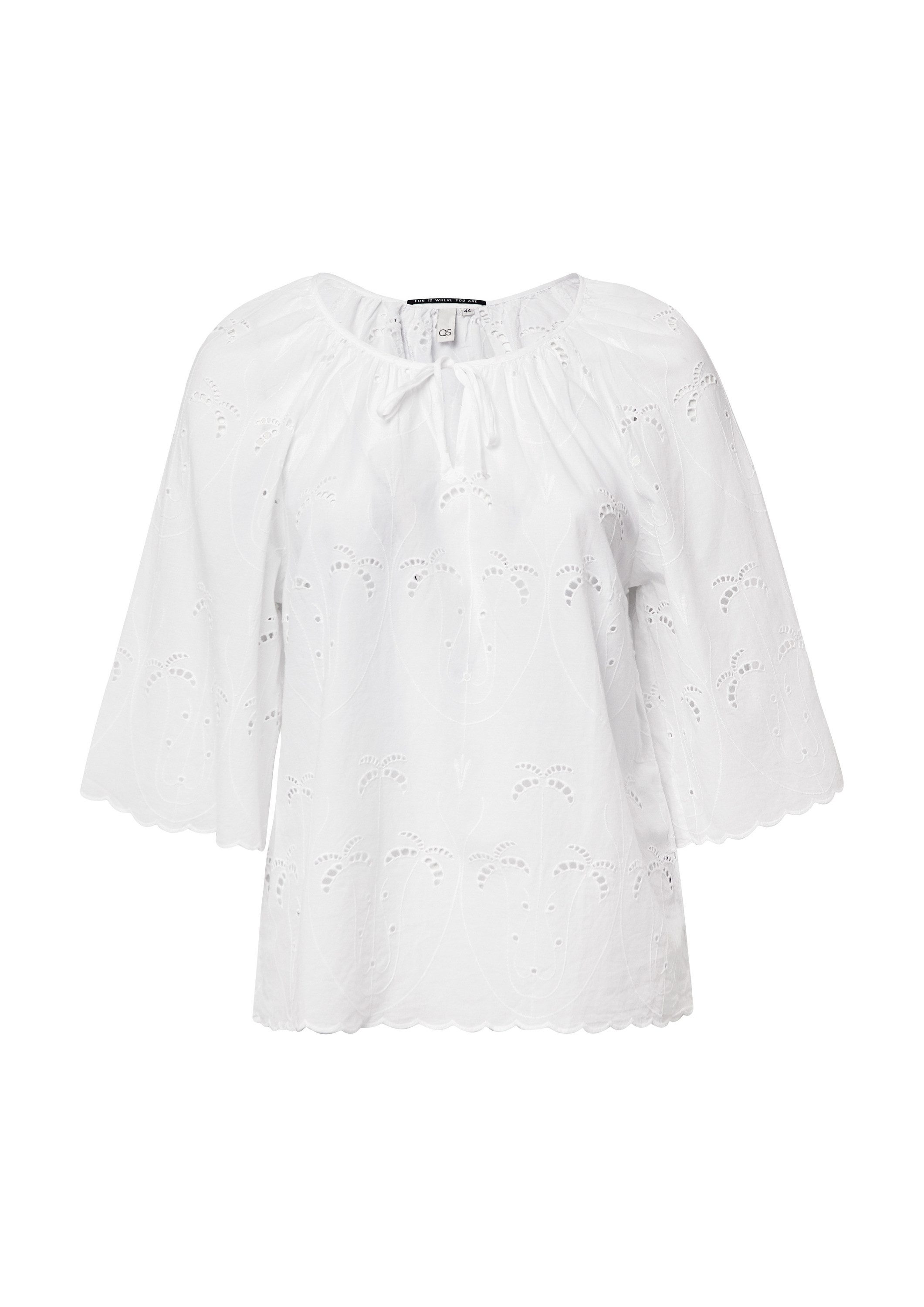 QS Kurzarmbluse Bluse Bluse mit Lochspitzen-Details günstig online kaufen