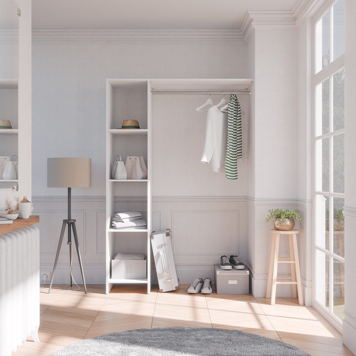 habeig Kleiderschrank Schrank begehbar offen Regal weiß 187x160x40cm 187cm günstig online kaufen