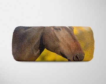 Sinus Art Handtücher Handtuch Strandhandtuch Saunatuch Kuscheldecke mit Tiermotiv schönes Pferd, Baumwolle-Polyester-Mix (1-St), Handtuch