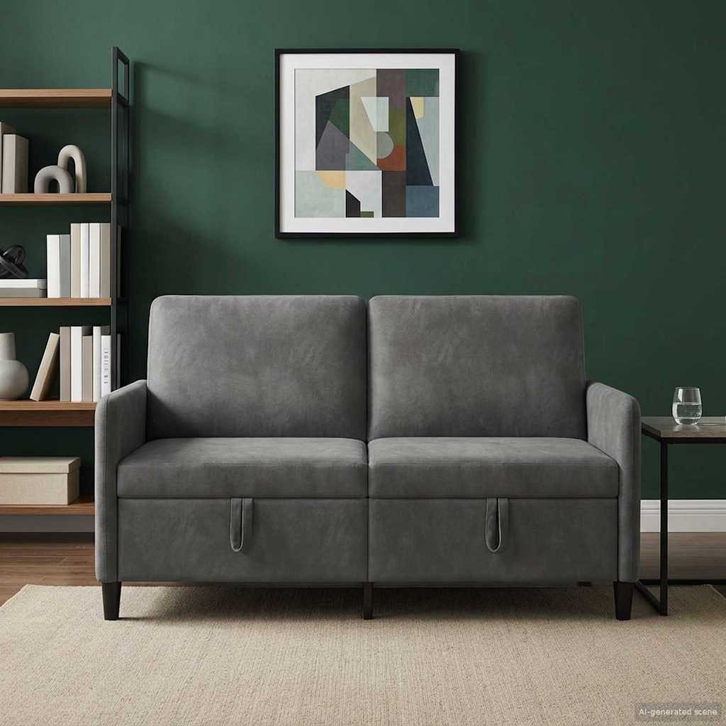 vidaXL Sofa Sofa mit Stauraum Dunkelgrau 152 x 78 x 87 cm Polyester, 1 Teile – Bild 3 von 5