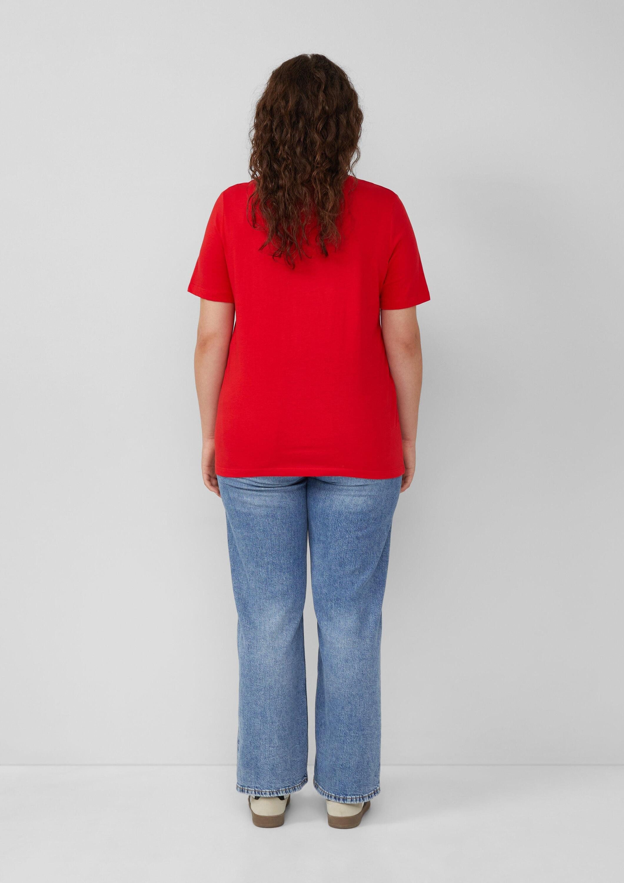s.Oliver Kurzarmshirt T-Shirt Jersey-Shirt aus Baumwolle mit Stickerei