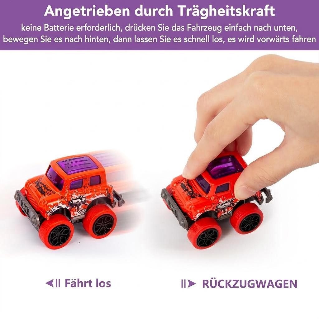 GarveeMore Spielfahrzeug-Lenkrad 12er Oster‑Überraschungseier mit Rückzieh‑Monsterauto, (12-tlg), 8 verschiedene leuchtende Graffiti‑Designs