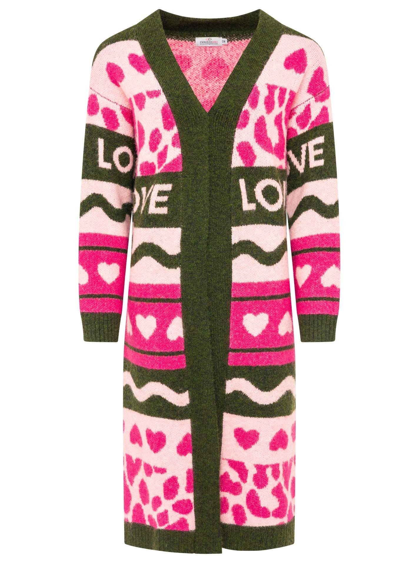 Zwillingsherz Strickjacke Long Cardigan Leo Mix