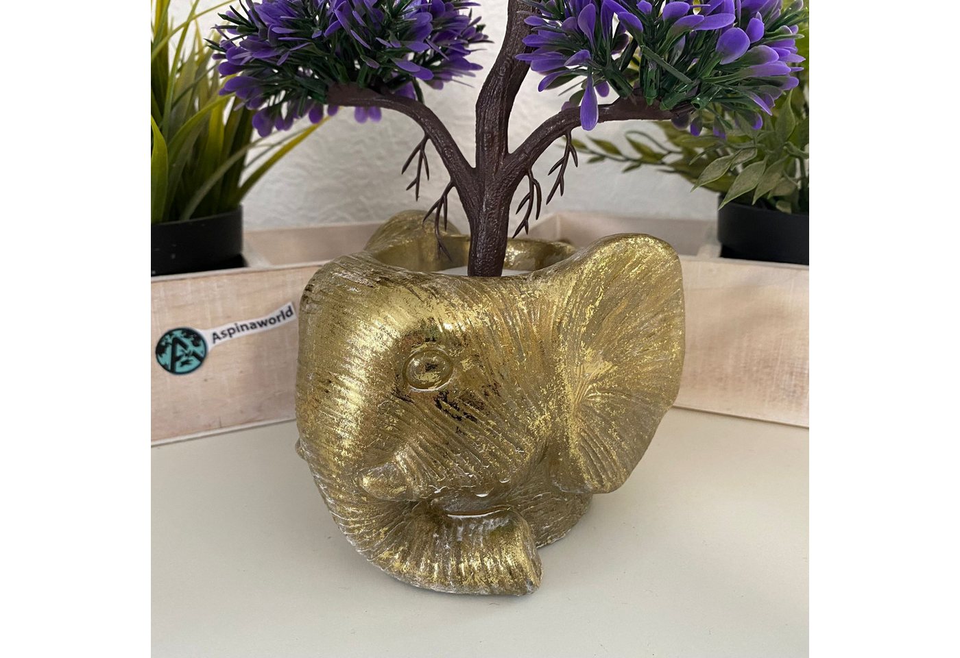Thumbnail - Aspinaworld Blumentopf Elefanten Figur Blumentopf Übertopf 10 cm, Deko Topf