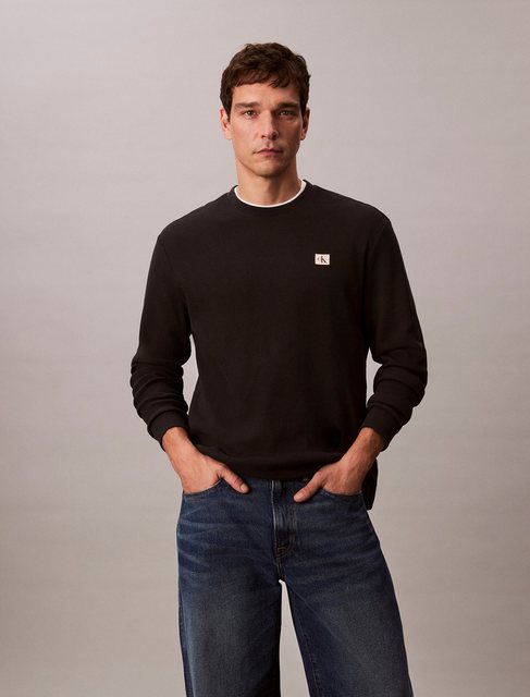 Calvin Klein Jeans Langarmshirt LS WAFFLE BADGE CREWNK TEE Mit Rundhalsauss günstig online kaufen