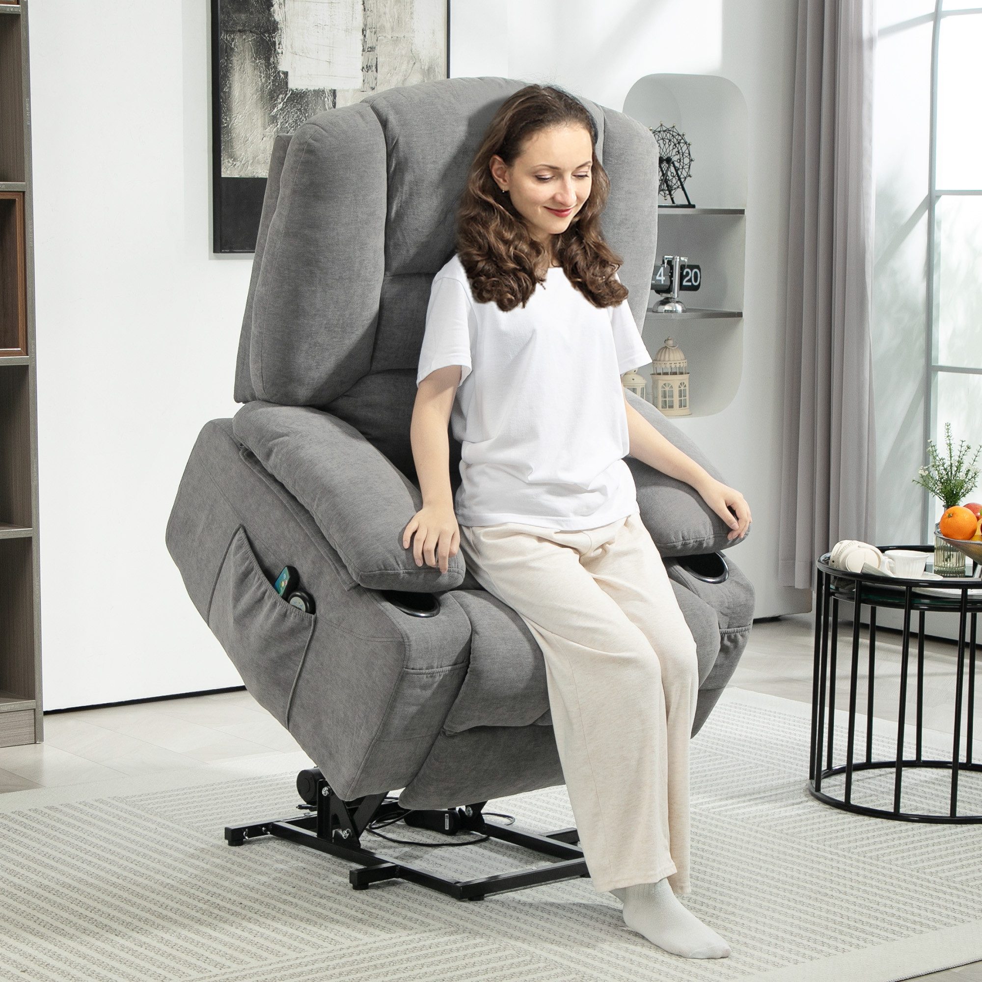 Relaxsessel Fernsehsessel mit Aufstehhilfe Massagesessel Becherhalter