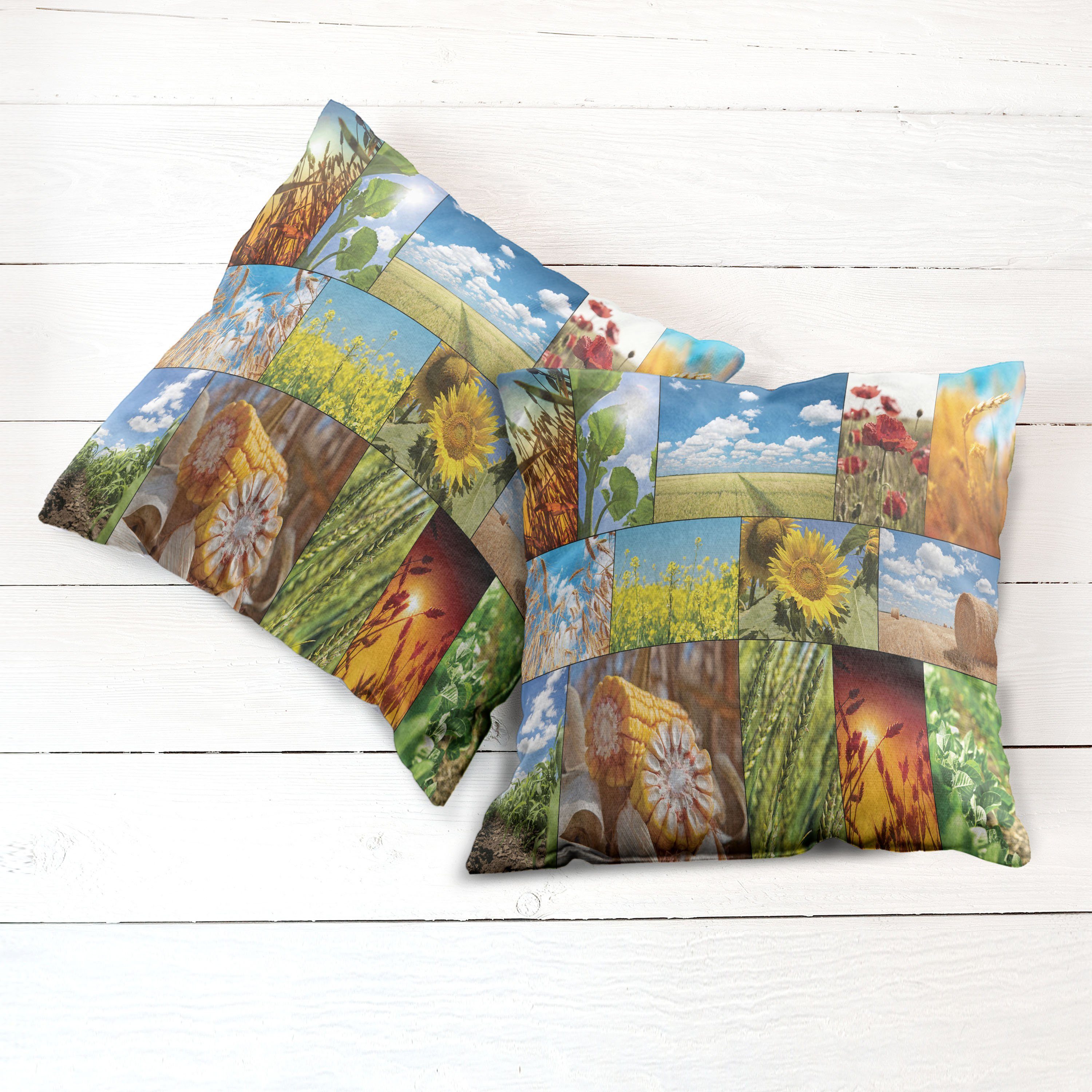 Digitaldruck, Abakuhaus Getreide Stück), Accent (2 Kissenbezüge Sunflower Modern Natur Weizen Doppelseitiger