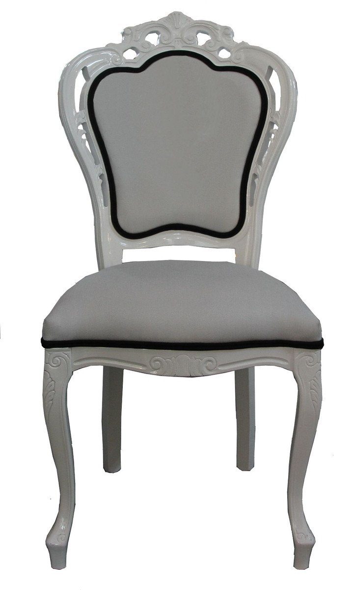 Casa Padrino Esszimmerstuhl Luxus Barock Esszimmer Stuhl in Weiß/Schwarz - Designer Stuhl - Luxus Qualität