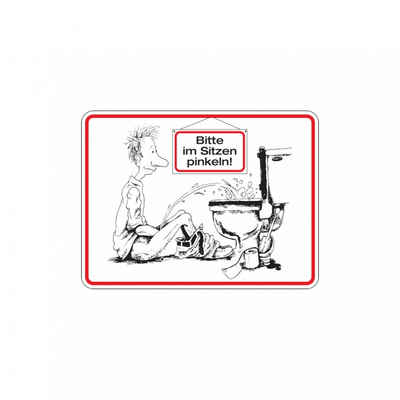 König Werbeanlagen Hinweisschild WC-Schild, Bitte im Sitzen pinkeln, 120 x 150 mm