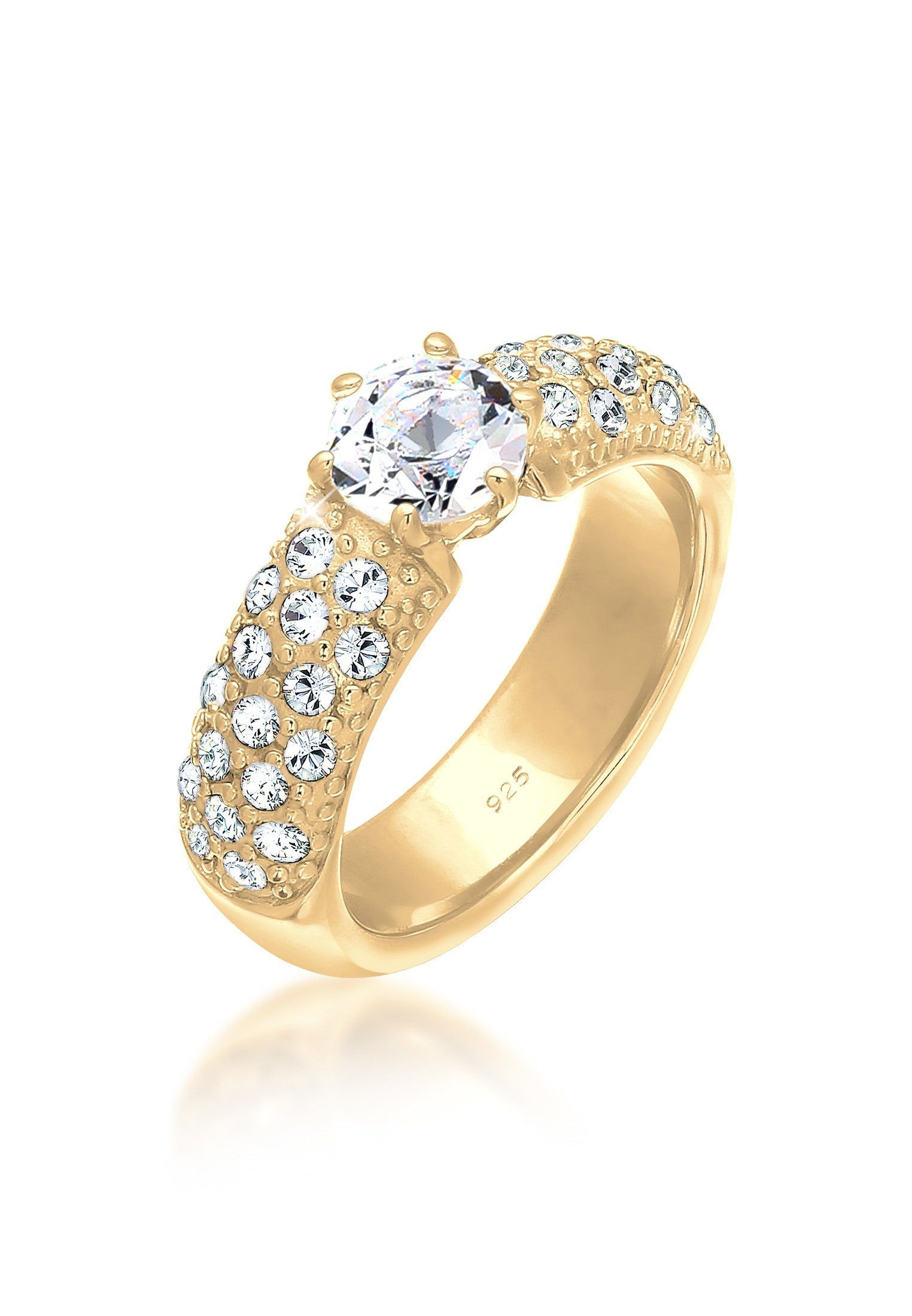 Elli Premium Verlobungsring Verlobungsring Kristalle 925 Silber Gold