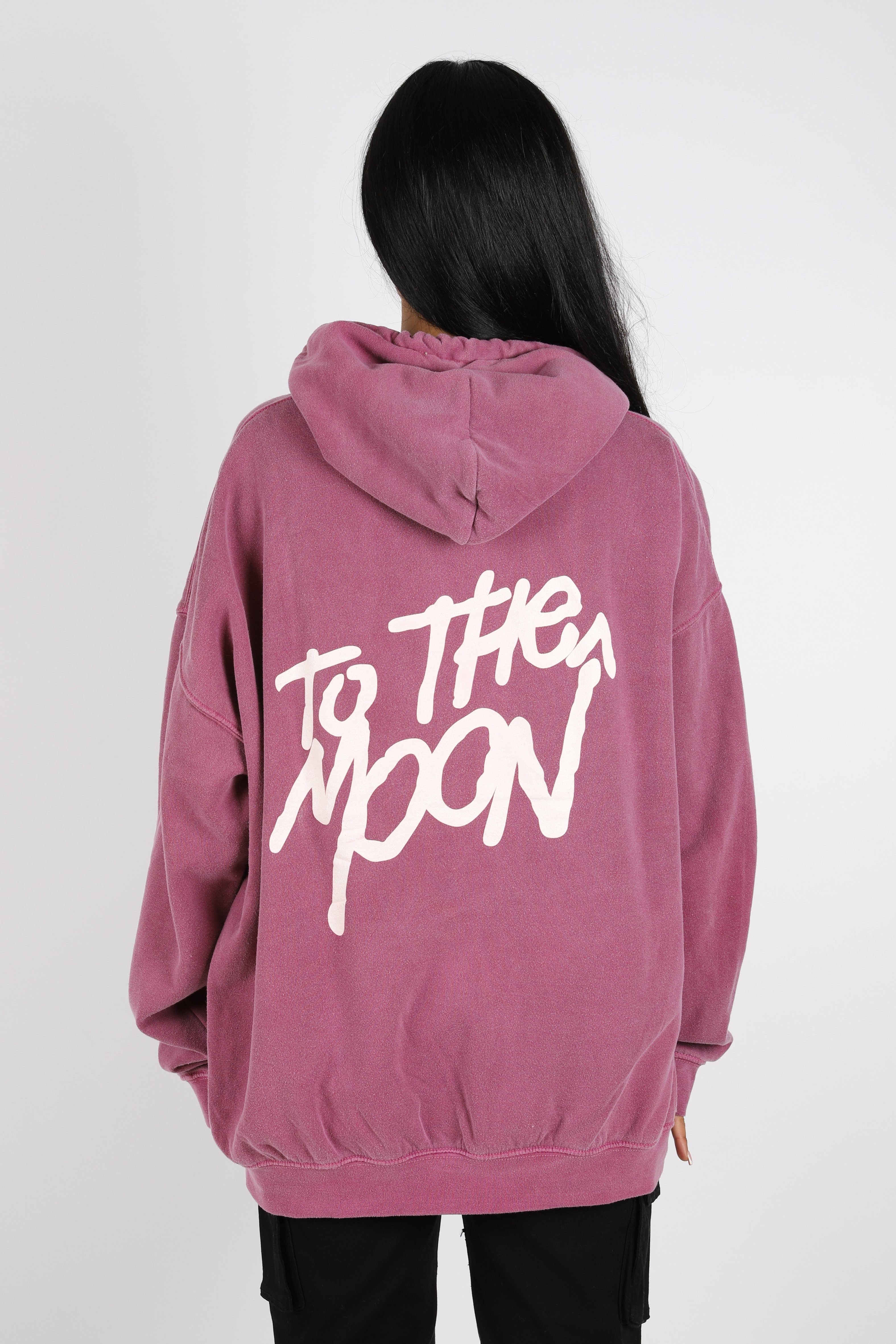 Worldclassca Hoodie Worldclassca Oversized Hoodie Print TO THE MOON Kapuzenpullover Washed